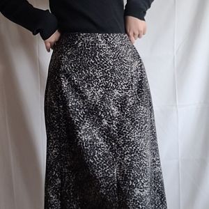 Vintage Black Petite Cheetah Print Midi Skirt
